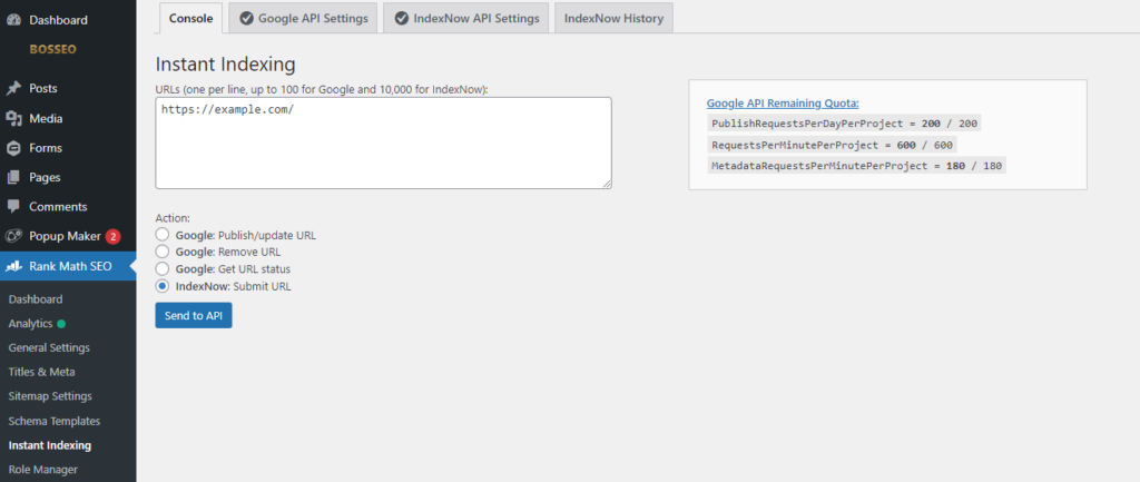 Api Request Indexing