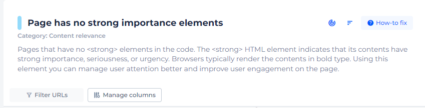 Page has no Strong Importance Elements