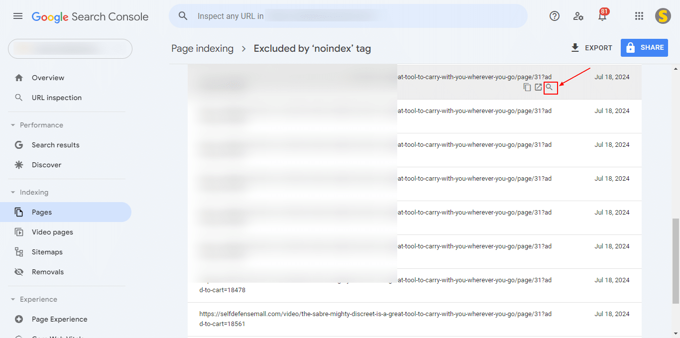 How to Fix the Excluded by ‘noindex’ tag Issue in Google Search Console 5 Inspect the URL