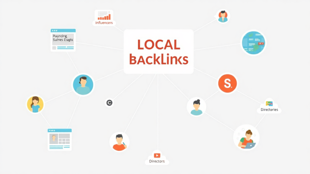 Multi Location SEO: Effective Local SEO Tactics for Businesses with Multiple Branches 4 A visual representation of local backlinks, showing connections between directories, influencers, and websites.