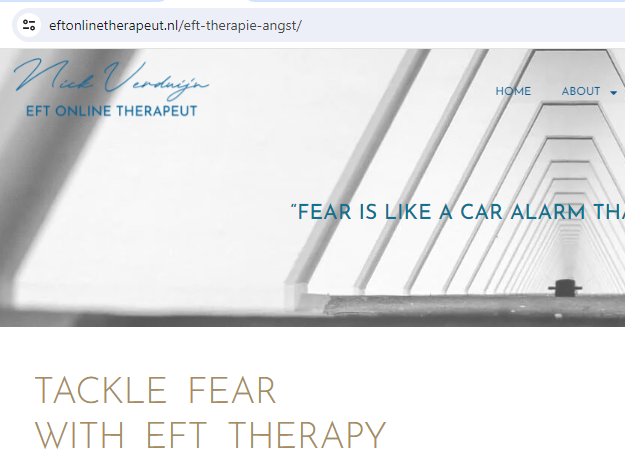 Case Studies 36 Nick Verduijn EFT Online Therapeut website landing page for fear therapy with the headline Tackle Fear with EFT Therapy.