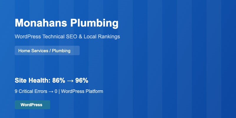 Case Studies 9 Monahans Plumbing — WordPress Technical SEO & Local Rankings