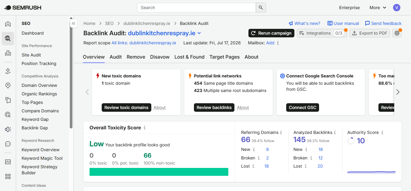 Google Disavow Tool submission confirmation after disavowing toxic domains.